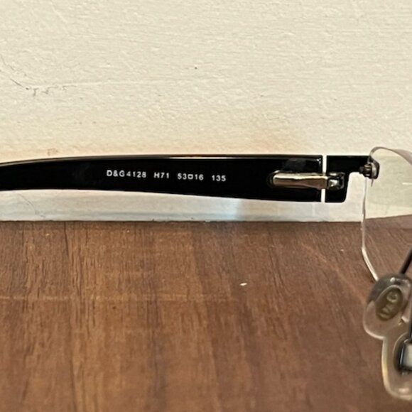 Dolce & Gabbana Silver Black Rimless Glasses Italy D&G 4128 H71 53-16-135 main image 4